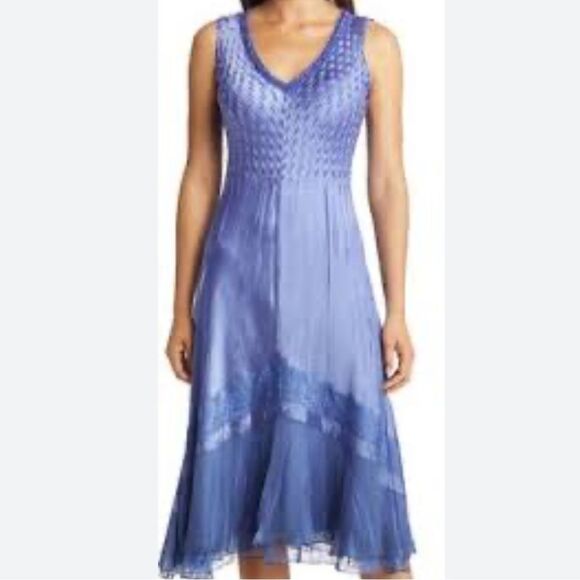 Komarov Beaded Charmeuse & ChiffonTiered Dress (Nordstrom tag only)-D19